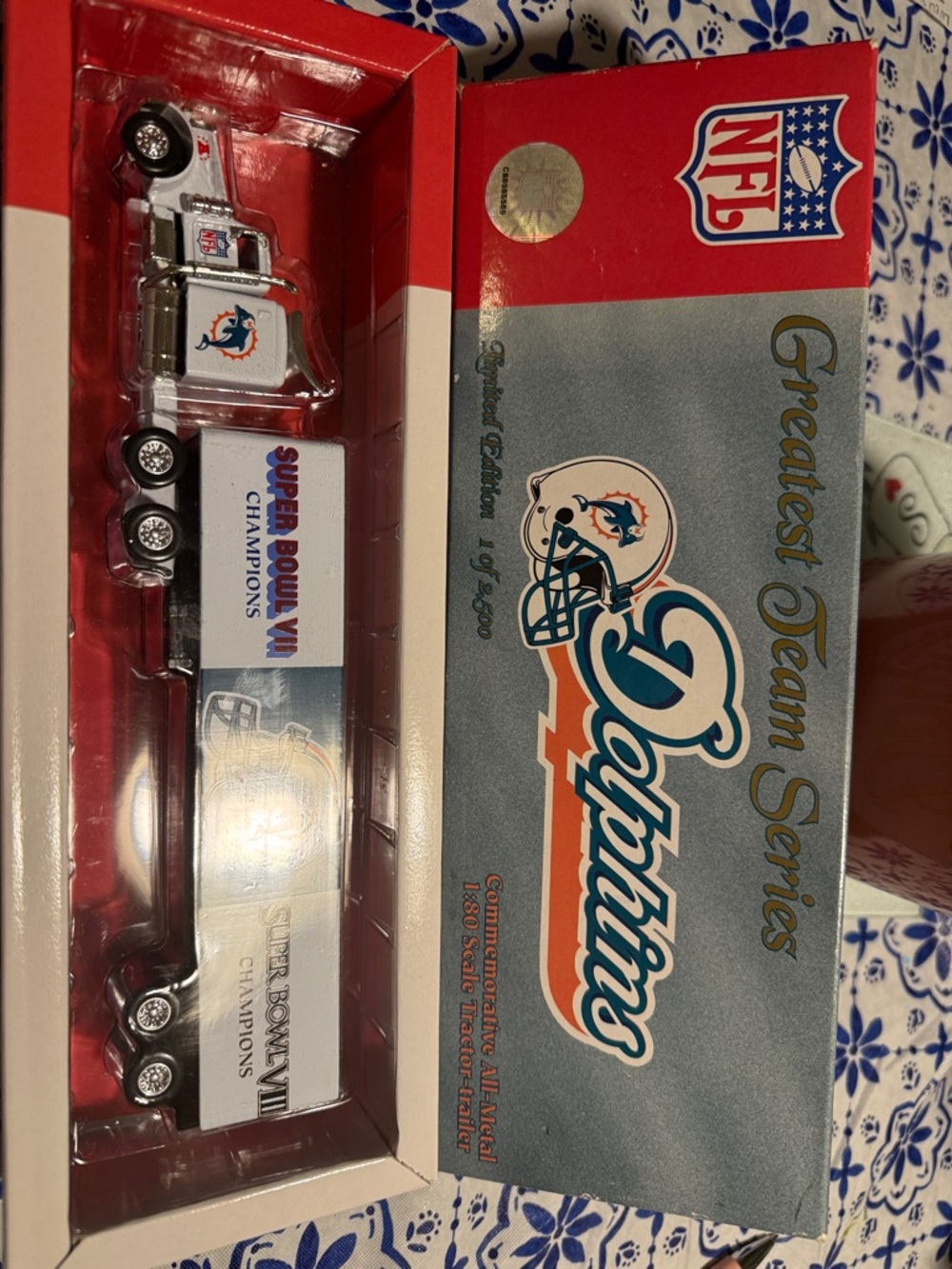 NFL Miami Dolphins White, Teal & Orange Commemorative Die-Cast Truck